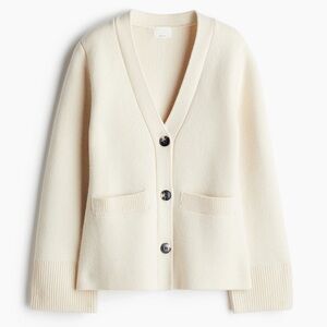 H&M Cream Knitted Wool Cardigan